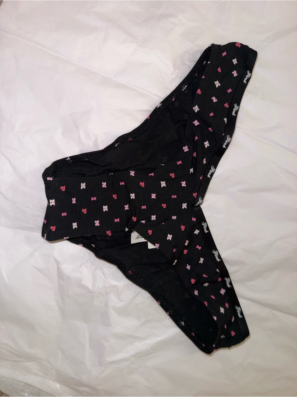 Black cheeky logo panties Pink print
